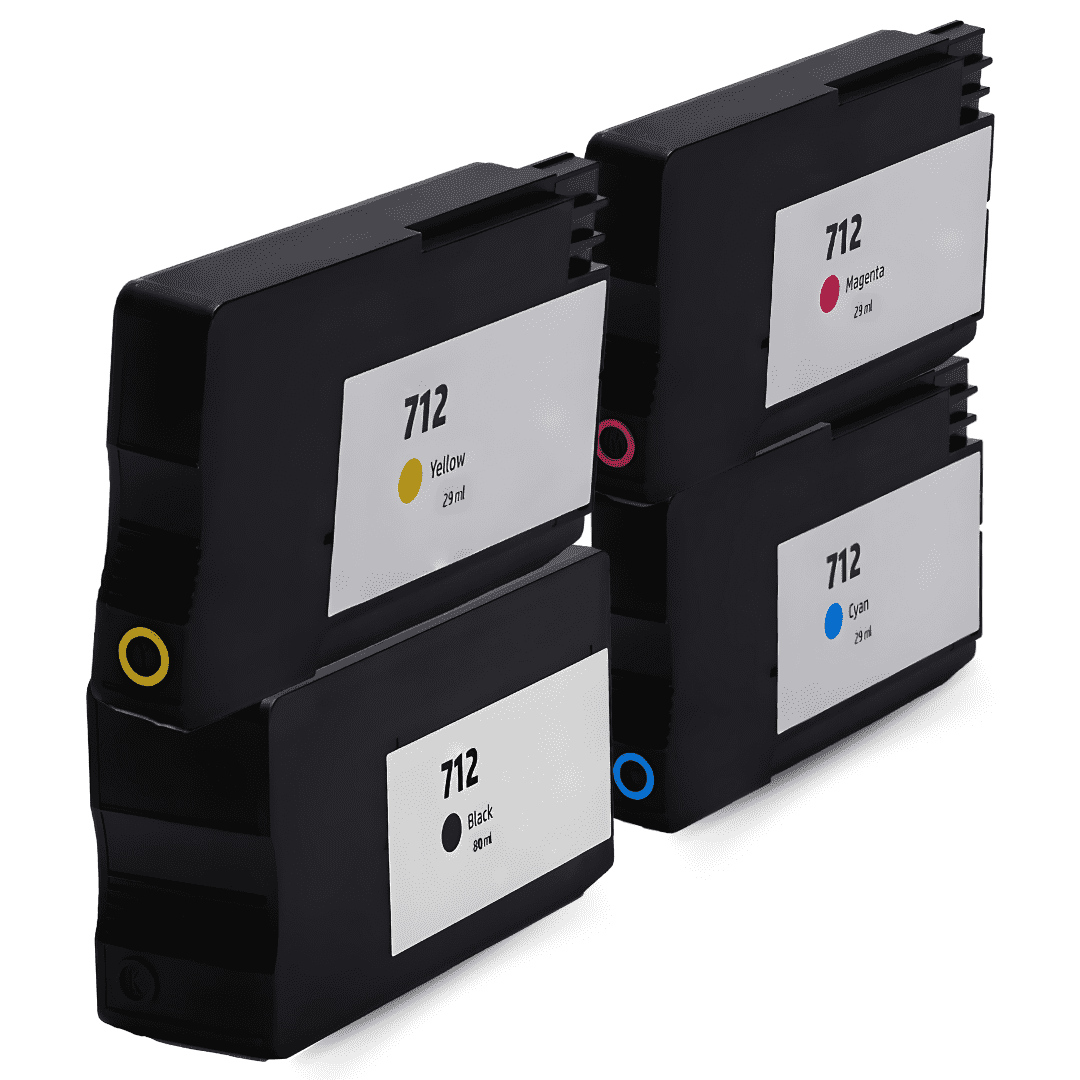 Remanufactured HP 712 Standard Yield Ink Cartridge 4-Piece Combo Pack